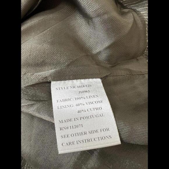 Jigsaw Women's Skirt 12 Gray Pin‎ Stripe 100% Linen Midi A-Line - Picture 4 of 4